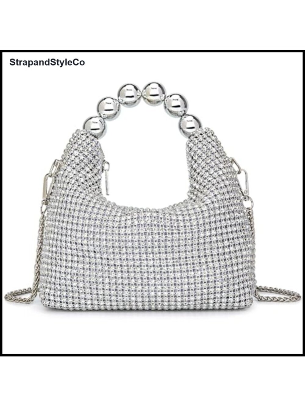 Rhinestone Evening Bag Pearl Handle Crossbody Wedding Prom Party